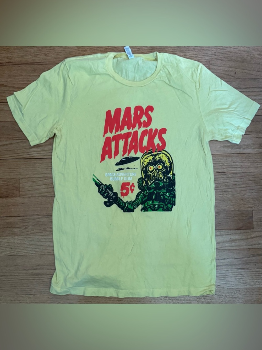 Mars Attacks Graphic Tee - Yellow with Red & Green Print